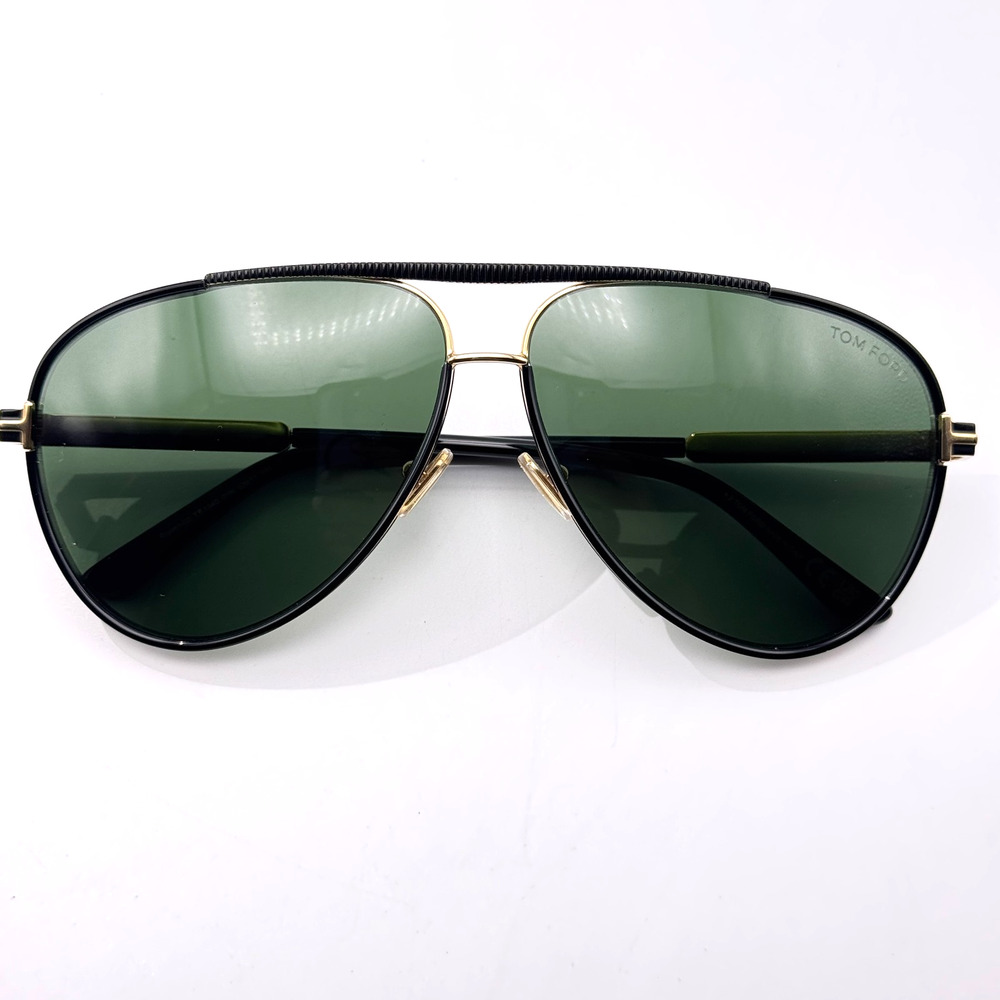 Tom Ford Sunglasses Rupert-02 TF1340 01N Black Aviator Frame Green Lens 63mm New